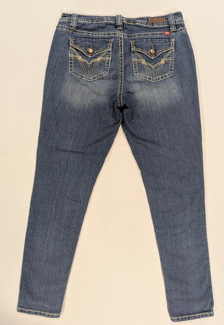 Royalty Jeans Womens 10 Blue Med Wash Mid Rise Skinny Stretch Denim Embroidered